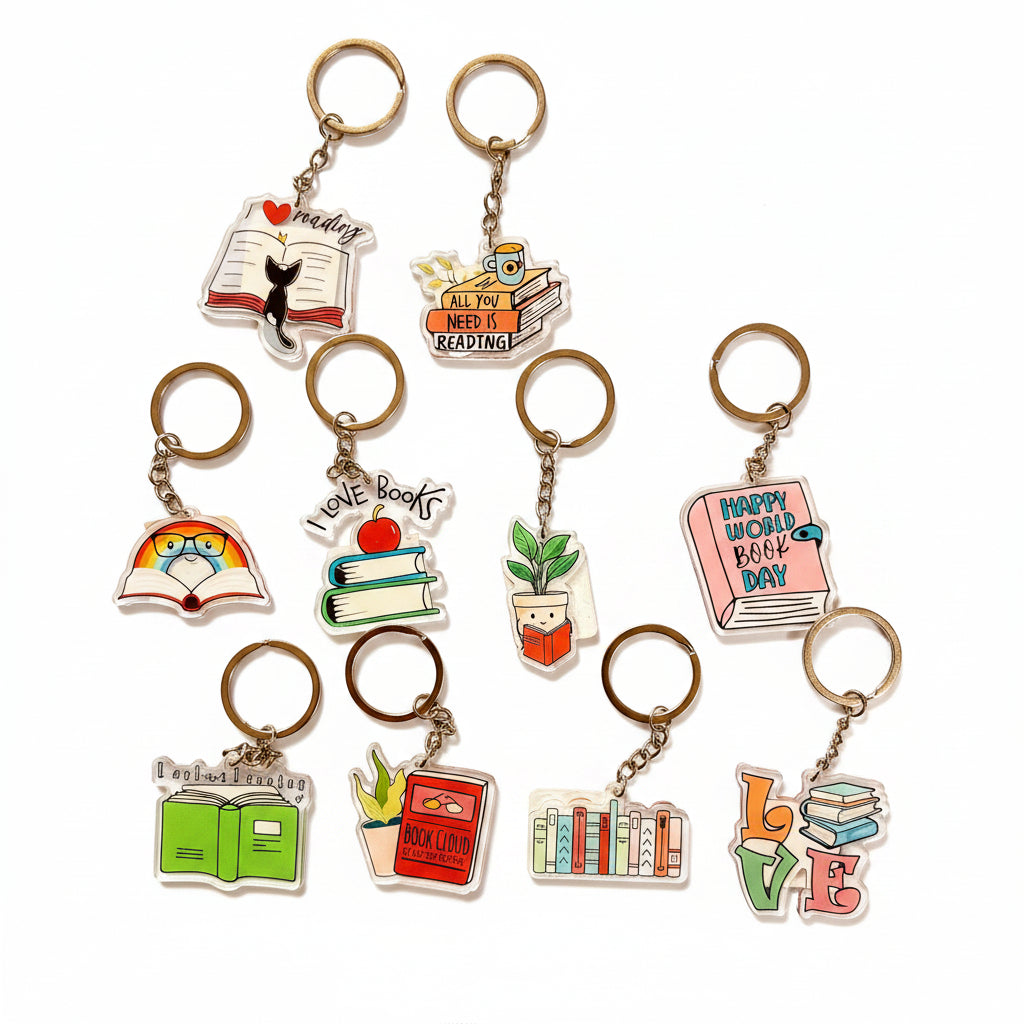 Acrylic Book Lover Keychain | Cute Reader & Bookworm Gift