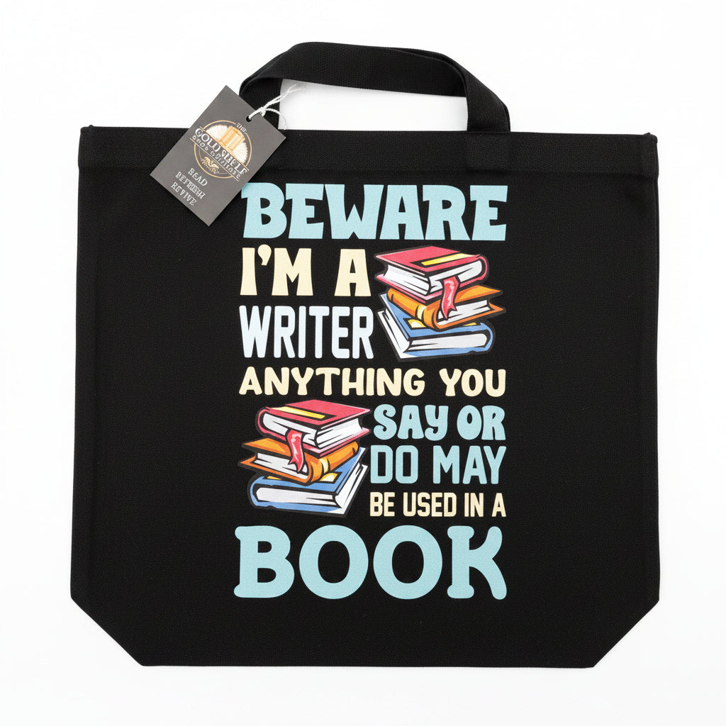 Beware I'm a Writer Canvas Tote Bag – Black & White