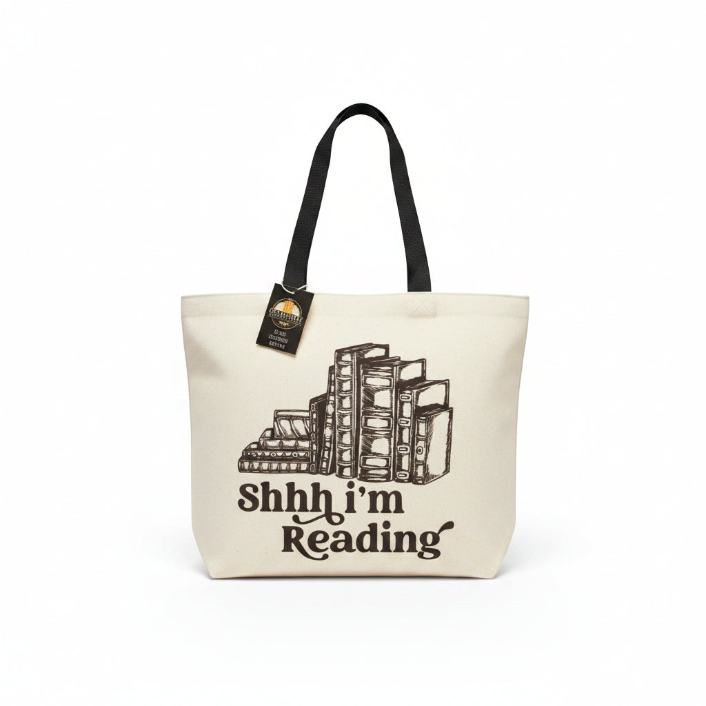 Shhh... I'm Reading Zippered Canvas Tote Bag