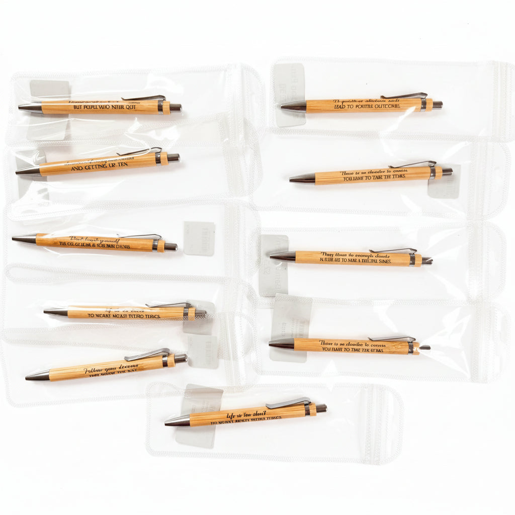 Engraved Bamboo Pens – Motivational Quote Pens