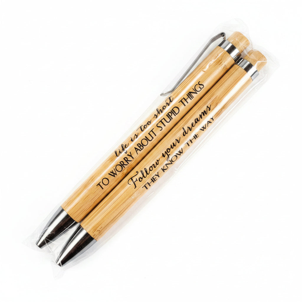 Engraved Bamboo Pens – Motivational Quote Pens