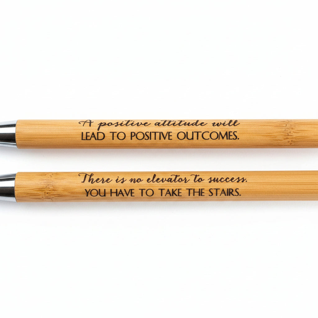 Engraved Bamboo Pens – Motivational Quote Pens