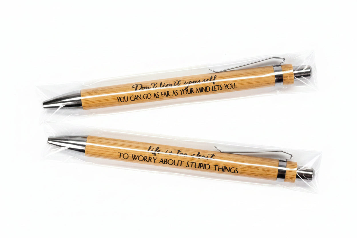 Engraved Bamboo Pens – Motivational Quote Pens