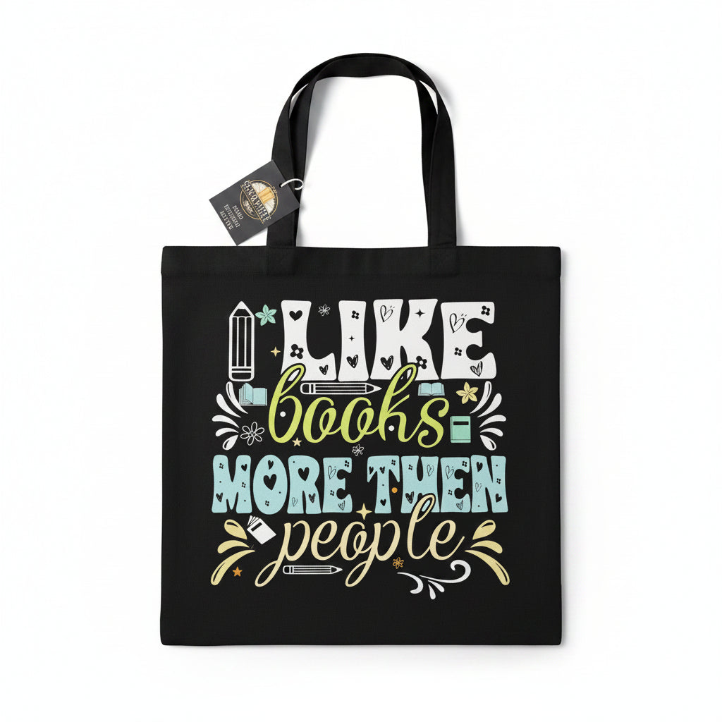 I Like Books More Than People Canvas Tote Bag
