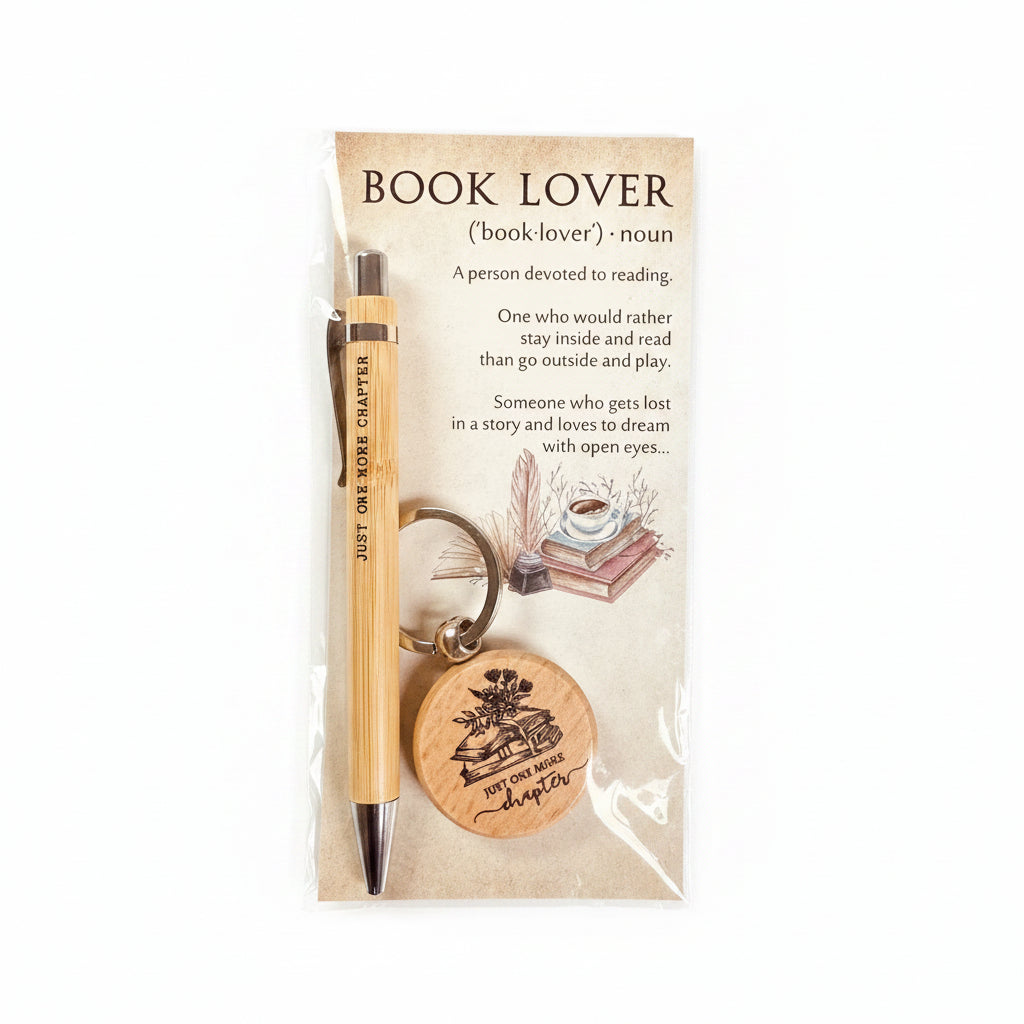Book Lover Bamboo Pen & Keychain Gift Set