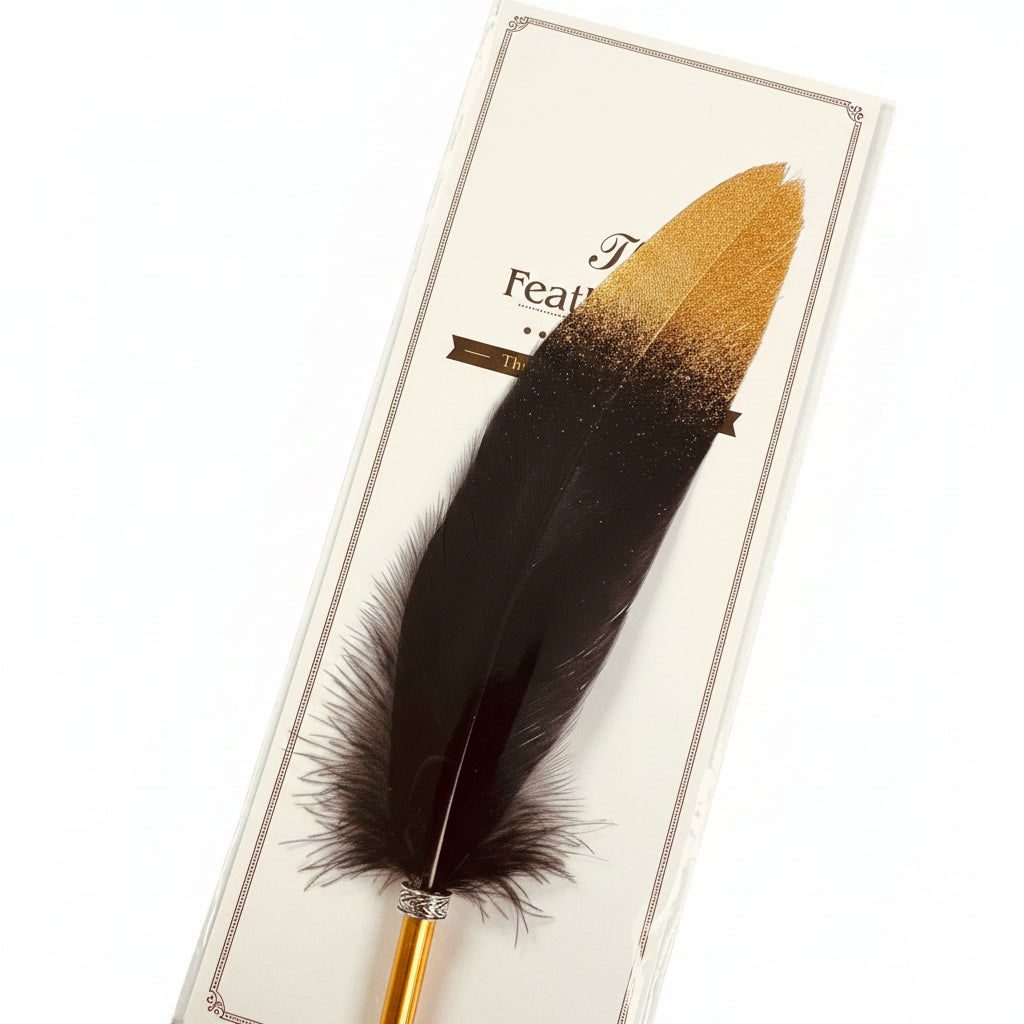 Elegant Feather Quill Pen with Gold Accent