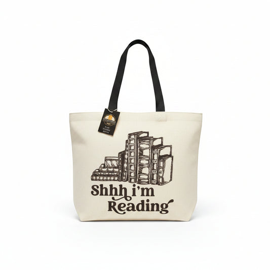 Shhh... I'm Reading Zippered Canvas Tote Bag