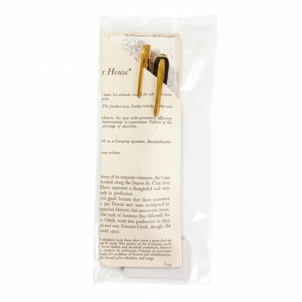 Vintage Book Page Bookmark & Gold Pen Gift Set