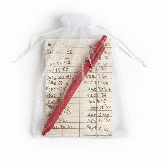 Vintage Library Card Notebook with Matching Pen