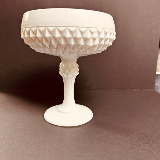 Gilded Pages Reading Candle – Vintage Milk Glass Pedestal Bowl