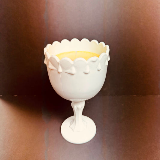 Secret Passage Reading Candle – Vintage Milk Glass Pedestal Goblet