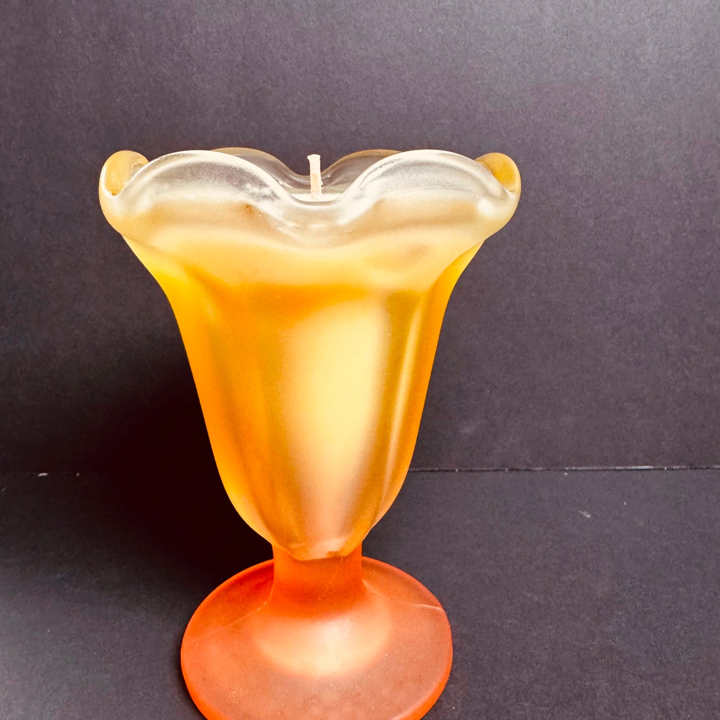 Vintage Frosted Amber Satin Glass Reading Candle