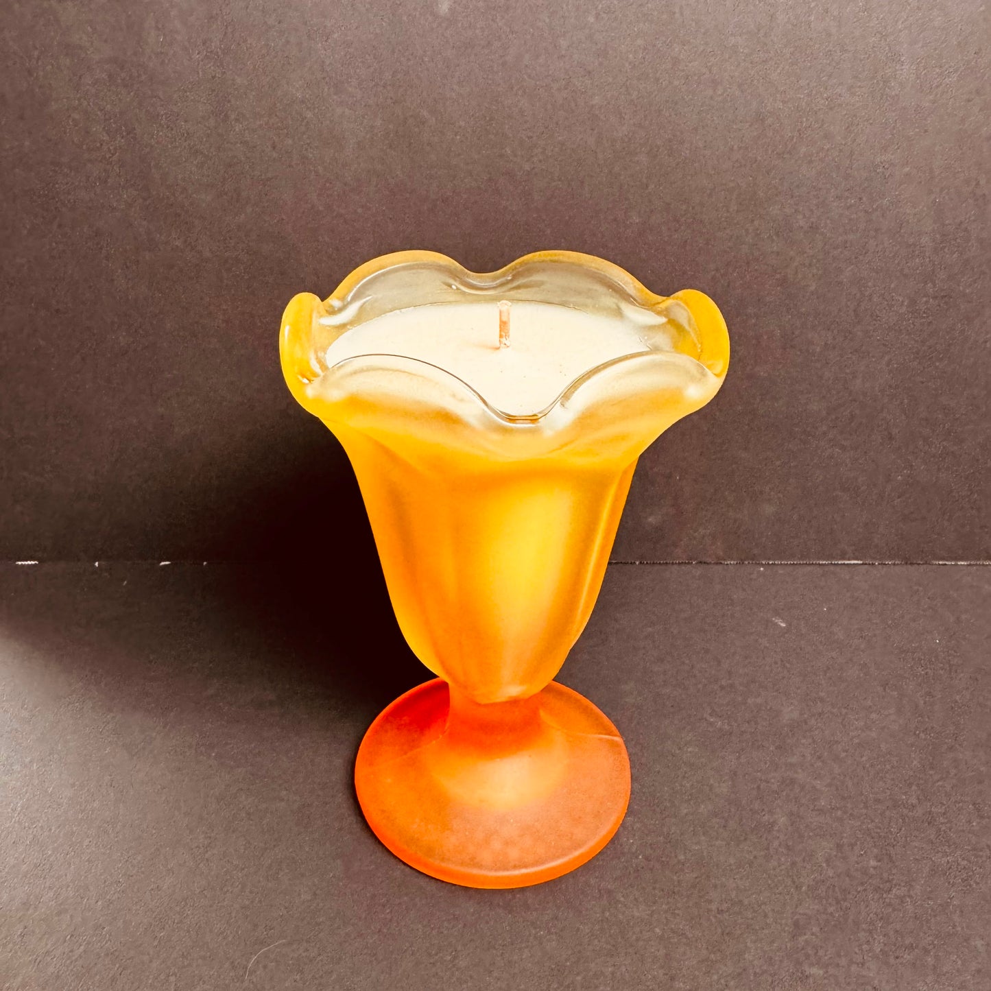 Vintage Frosted Amber Satin Glass Reading Candle