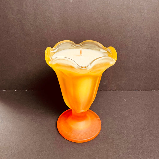 Vintage Frosted Amber Satin Glass Reading Candle