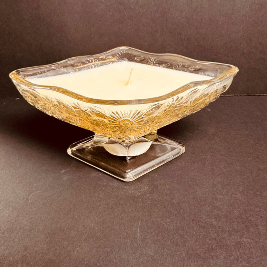 Ink & Imagination Candle – Vintage Pressed Glass Diamond Compote Candle