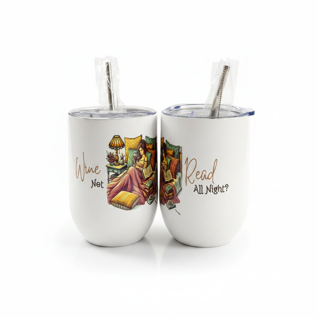 Book Lover Wine Tumbler | Funny Reading Gift with Lid & Straw