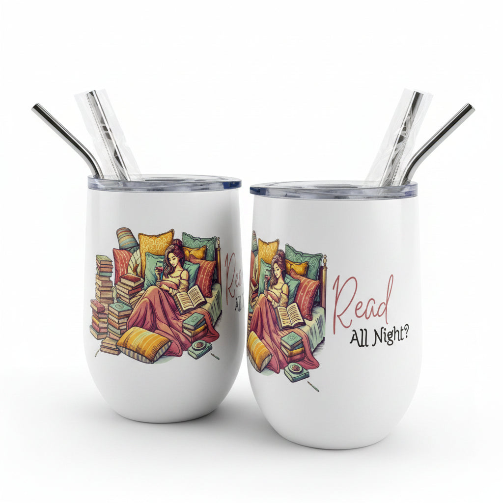 Book Lover Wine Tumbler | Funny Reading Gift with Lid & Straw