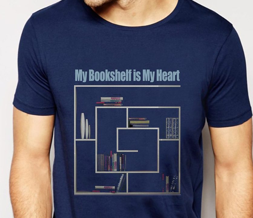 t-shirt design, book-self, boy